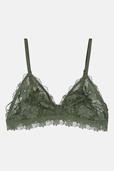 aerie Women Non Padded Mesh Triangle Bra, Green