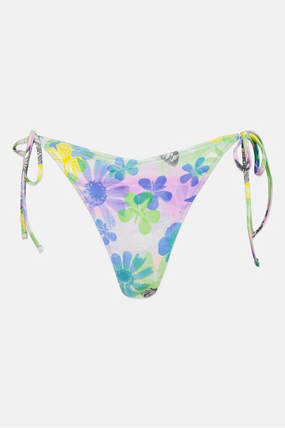 aerie Women Floral Pattern Pull On Bikini Bottom, Multicolor