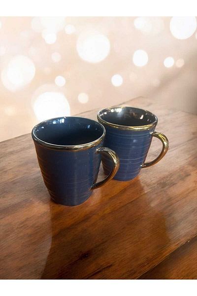 Noah Exclusive Porcelain Gold Gilded Luxury Filter Coffee Cup - 2 Pieces