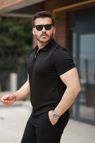 JANES Ανδρικό κοντομάνικο μπλουζάκι με φερμουάρ