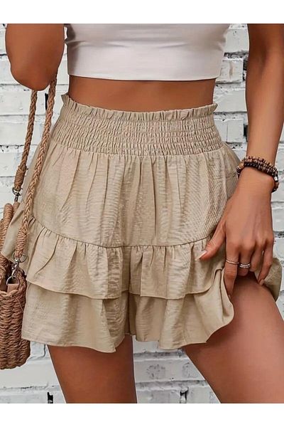 modaserdem Women's Elastic Waist Skirt Ruffled Mini Skirt
