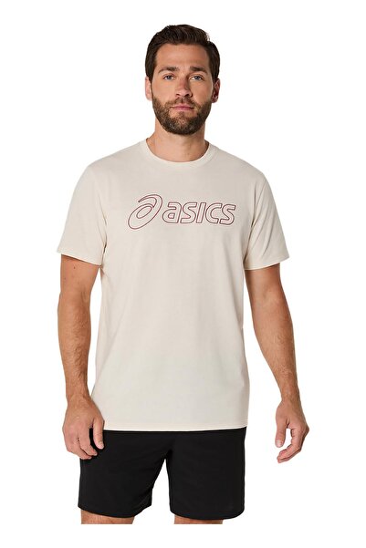 Asics 2031E188-201 ASICS LOGO SS TEE Bej Yuvarlak Yaka Normal Baskılı Erkek T...