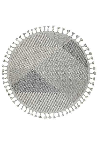 Halımax Eko Halı Soho SH 08 Grey Hav Toz Vermez Bukle Makine Halısı Yuvarlak Gri Mutfak Halısı