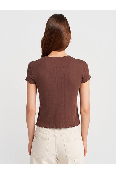Dilvin 31834 Short Sleeve T-Shirt-Light Brown