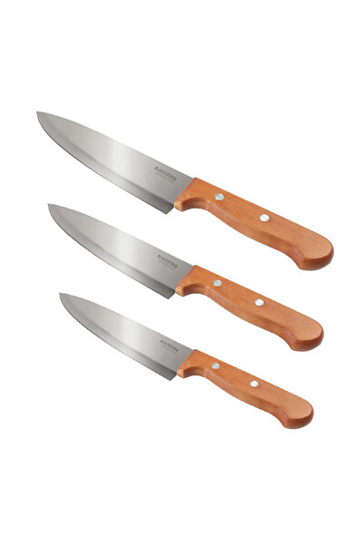 Blackstone 3-Piece Wooden Handle Knife Set – 6", 7", 8" Stainless Steel Kitch...