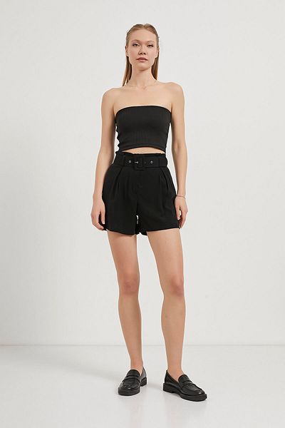 Arma Life Women's Summer Premium Black Mini Shorts with Waist Belt