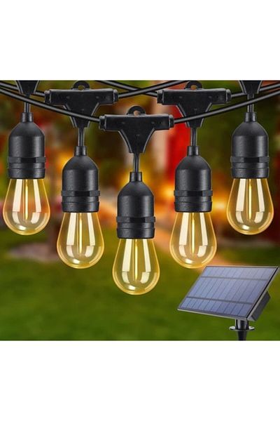 Joyful Box Ghirlanda Luminoasa cu Panou Solar si USB, Becuri LED, Telecomanda, 20 becuri, 20m