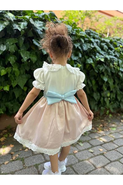 Minizade Summer Dress Short-Sleeved Tulle Tutu Lined Girl's Dress Baby Clothing Baby Girl Dress