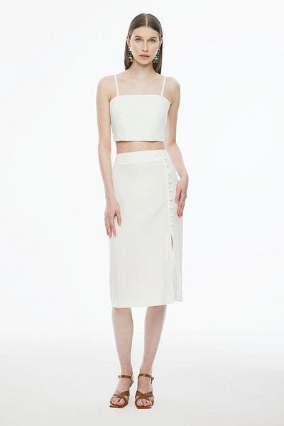 Perspective Blannes Regular Fit Ecru Color Skirt