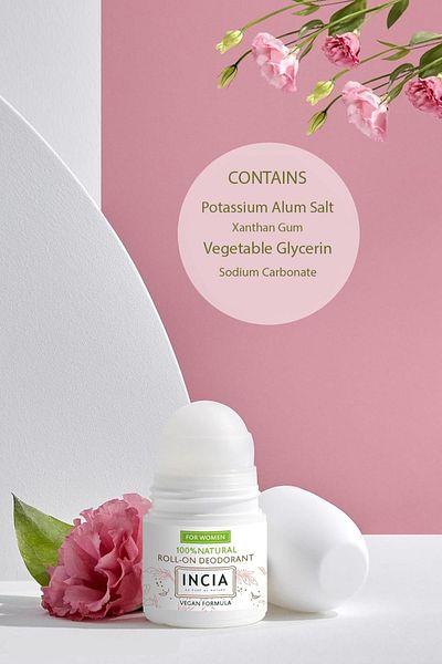 Incia INCIA Natural Roll-On Deodorant for Women 50ml – Aluminum-Free, No Stains, Long-Lasting
