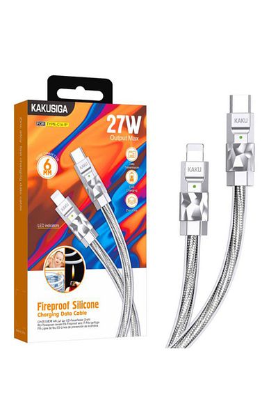 REDz Accessories KSC-956 Cable, Type-C to Lightning, iPhone Compatible, 27W Data Transfer, Silicone, Gray
