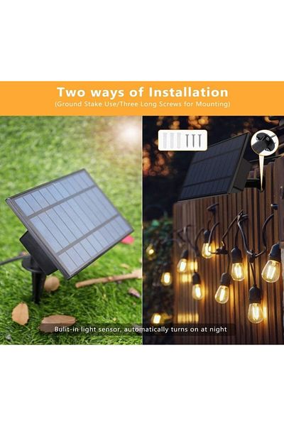 Joyful Box Ghirlanda Luminoasa cu Panou Solar si USB, Becuri LED, Telecomanda, 20 becuri, 20m