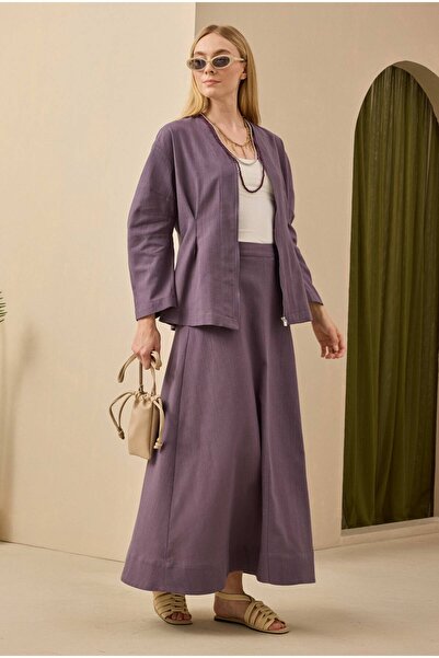 HEQA Cotton Linen Skirt Retro Violet