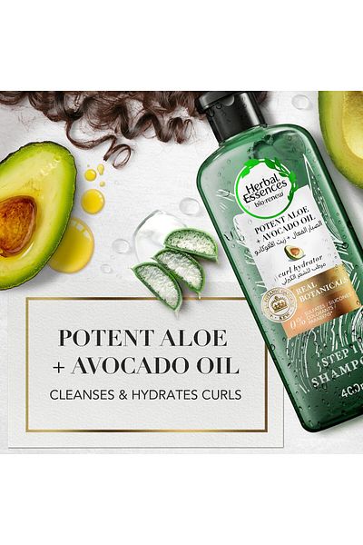 Herbal Essences Sulfate-Free Potent Aloe + Avocado Oil Hair Shampoo For Cleanse and Hydrate Curls 40