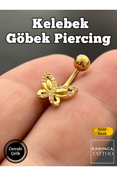 Karınca Piercing Kelebek Taşlı Göbek Piercing Belly Piercing