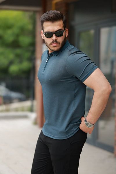 JANES Ανδρικό κοντομάνικο μπλουζάκι με φερμουάρ