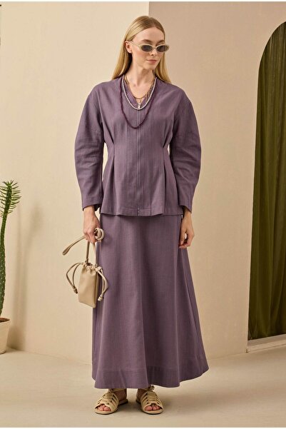 HEQA Pamuk Keten Etek Retro Violet