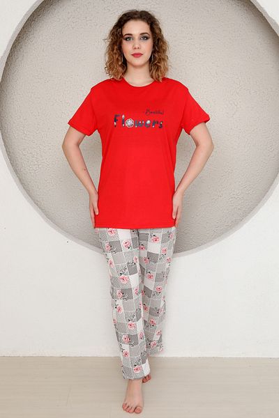 FAMES PİJAMA Summer Flower Pattern Women's Pajama Set