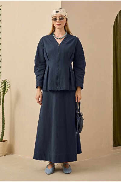 HEQA Pamuk Keten Etek Gece Mavi