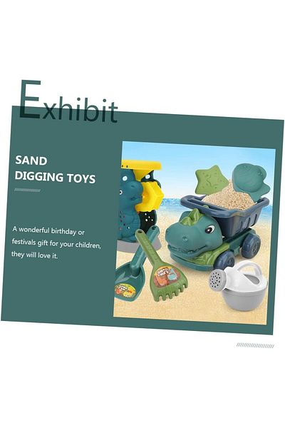rexa Dinosaur ATV Sand Building Set – Kids' Beach Truck Toy with Molds & Hourglass for Outdoor Play