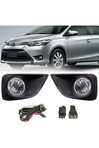 Kashafi Toyota Yaris 2013 Fog Light Kit Set for Hatchback, Clear Lens with Chrome Trim, Bulbs & Wiring