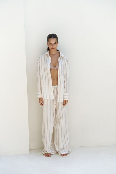 BOHEMAİ Priskiana Lace-Up Mink Trousers Shirt Suit