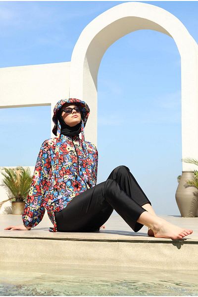 HEQA ملابس السباحة المنقوشة تونيك بلوميكس