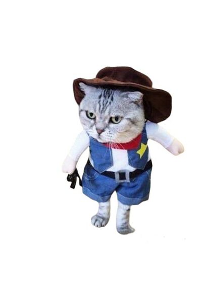 OEM Cowboy Denim Costume for Dogs and Cats - Size M, Blue