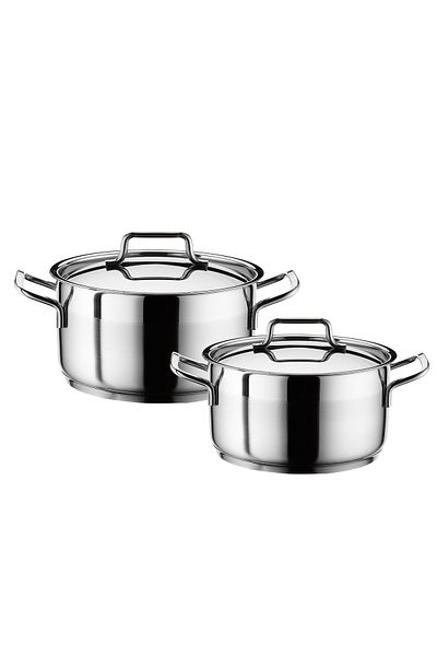 Hascevher Anett Stainless Steel 9-Piece Cookware Set - 4 Cooking Pots with Lids and 1 Frypan