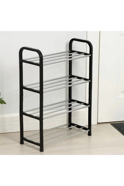 PUFO Shoe rack with 4 shelves, foldable, 59 cm, black