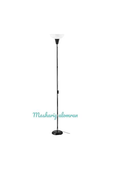 IKEA Upward-facing floor lamp, black/white, 180 cm high, with 6W E27 bulb