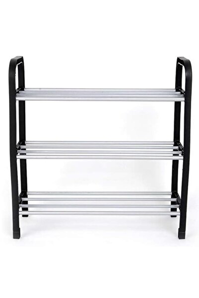 PUFO Shoe rack with 3 shelves, foldable, 45 cm, black