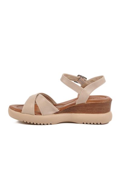 WALKWAY Beige Women's Heeled Sandals T-002 Z