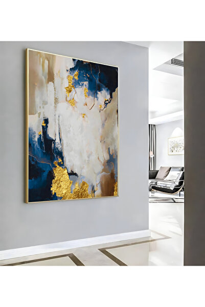 Harika bir ev HARİKABİREV|LACİVERT GOLD SOYUT DESENİ ( CKD-106) |ÇERÇEVELİ KA...