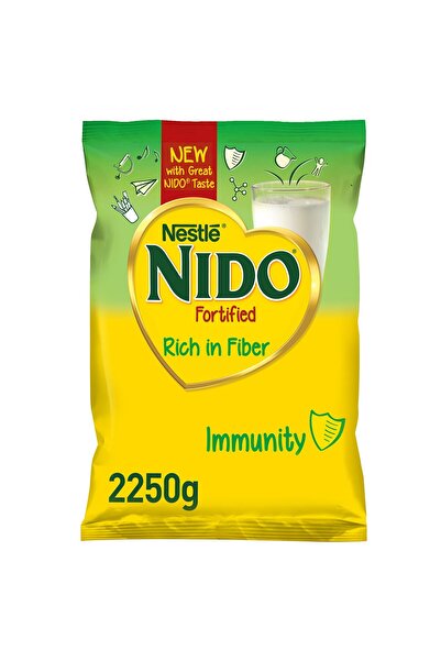 nido مسحوق حليب نستله المدعم الغني بالألياف، كيس 2250 جرام، مسحوق حليب مغذي للنمو