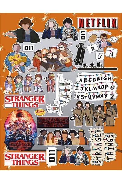 hediyenebak Stranger Things Themed Sticker Set |   Laptop Agenda Notebook Tablet Phone Notebook Sticker Bullet