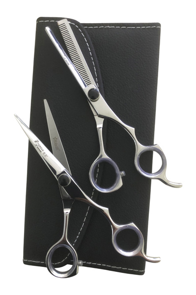 FORZUS Profesyonel Berber Kuaför Saç Kesim Makas Seti 6.5 Inc 2'li Deri Çanta...