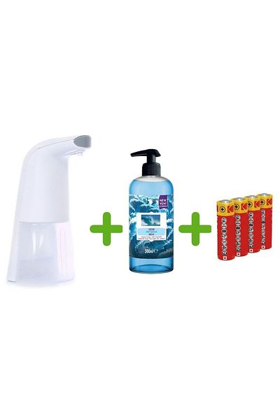 Bosphorus Sensor Photocell Liquid Soap Dispenser, Batteries Included 21X5X10Cm and One 500 ml Liquid Soap Ocean Scented