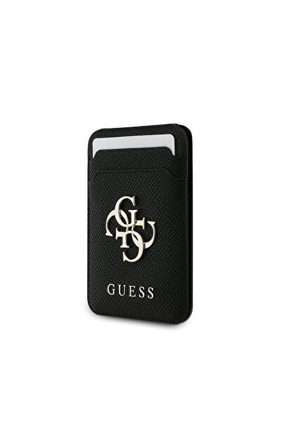 Guess Lisanslı Metal Büyük 4G ve Yazı Logolu Standlı Magnetik Kartlık Siyah