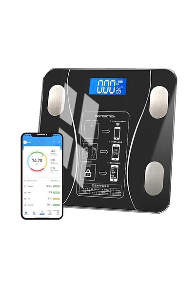 ABYZ SMART electronic scale with personalized monitoring Wireless BMI BlueTooth Digital Body Health Black