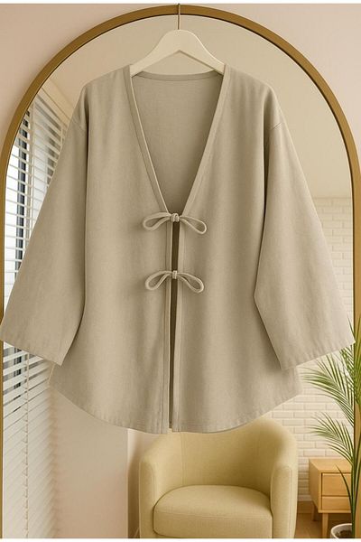 Gülce moda Μπροστινό δέσιμο Kimono χιτώνα oversize