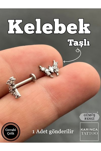 Karınca Piercing Butterfly Stone Tragus Piercing Forward Helix Flat Conch Surgical Steel Piercing Earring