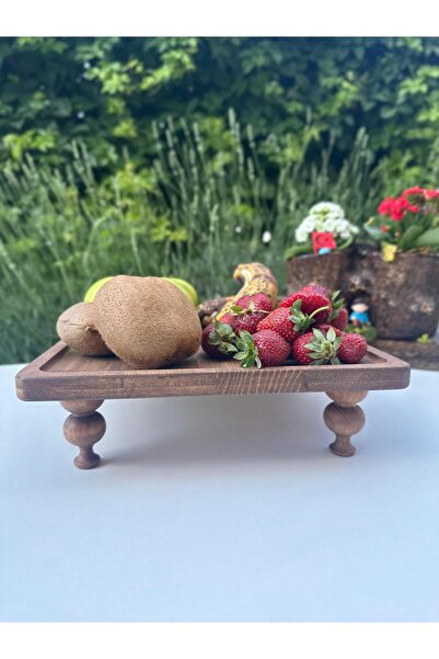 SAMMWOOD Natural Wooden Presentation Stand, Wooden Cake Stand, Wooden Fruit Plate, Natural Wooden Presentation with Legs
