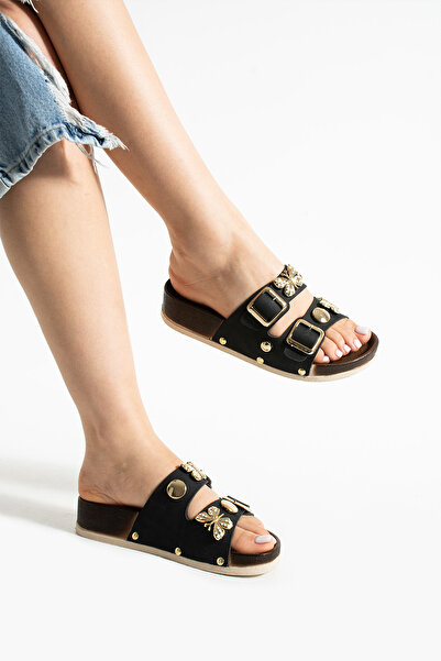 ALTUVATEKS Stylish and Comfortable Women's Slippers Stone Double Buckle Comfortable Sole Summer Slippers