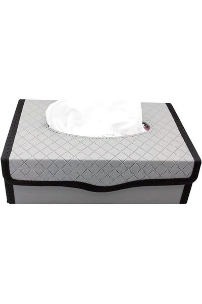 Generic Car Tissue Dispenser/Holder Large-capacity Auto Folding Tissue Case PU Leather - Grey&Black