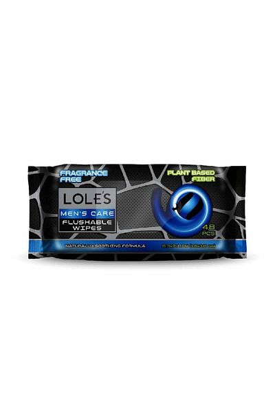 Lole's Men's Flushable Cleaning Wet Wipes, Pack of 1 x 48 Wipes