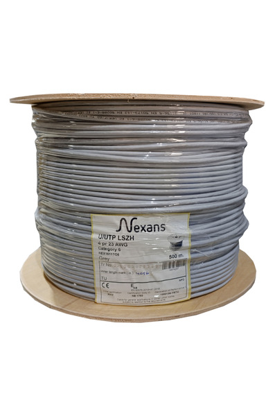Nexans NEX1611TO5, GRİ, CAT6, 500M, 23AWG (0,58mm), UTP, %100 Bakır, LSZH Halogen Free, Makara, Kabl