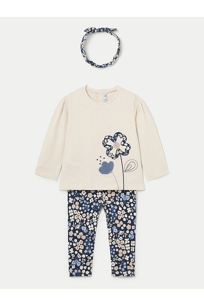 MAYORAL Girl Set blouse and leggings 2711 Beige