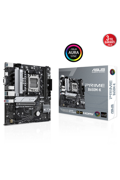 ASUS PRIME B650M-K, 2xDDR5, 2x M.2, D-SUB, HDMI, AM5 Soket Anakart