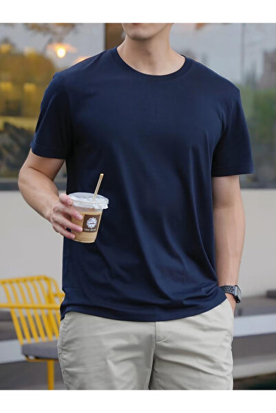 MODAVİBE Tricou simplu de bază – Decolteu tip crew neck, Bumbac poliester, Țe...